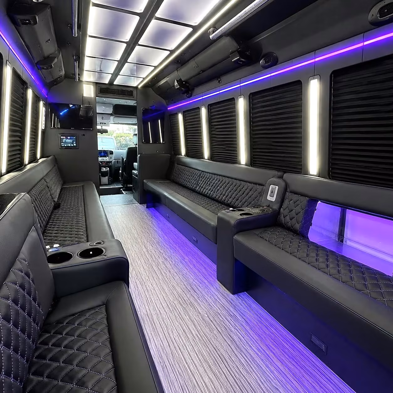 party buses for prom night in college station led lights music and the full experience